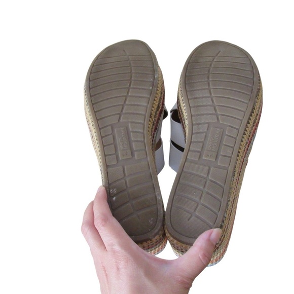 White Mountain Samwell Platform Wedge Sandals White 9.5 Boho Woven Colorful - Picture 11 of 11
